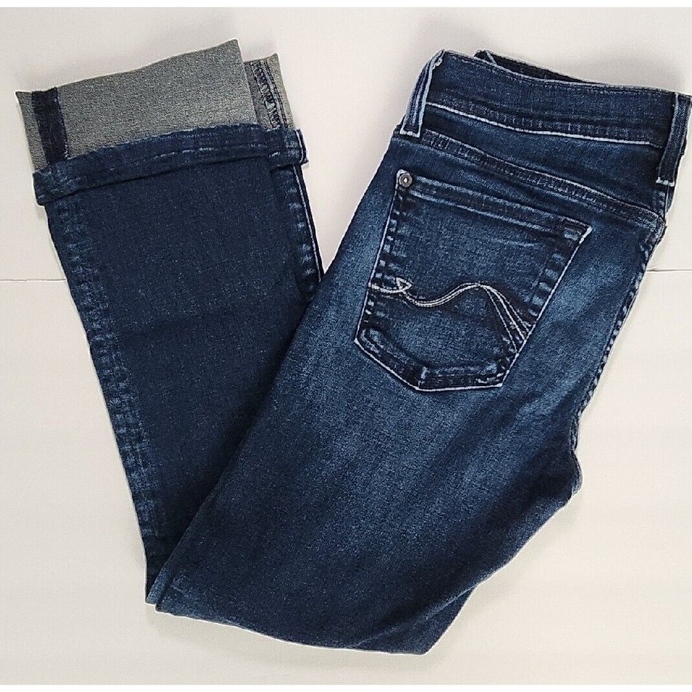 7 for all mankind Jeans dark was cuffed bottom straight leg size 28 - Picture 4 of 9
